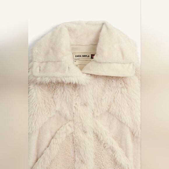 Zara NWT FX FR CT 13βZARA SRPLS FUR COAT MAX QUALITY WHITE - Picture 7 of 12